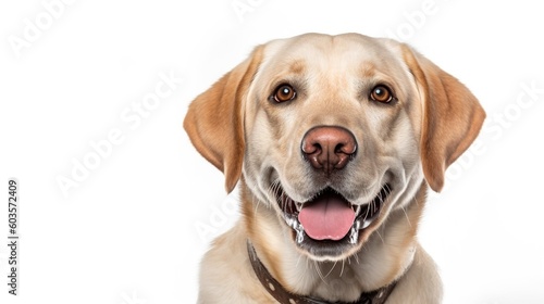 Labrador retriever dog portrait on white background.Generative Ai