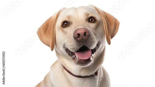 Labrador retriever dog portrait on white background.Generative Ai