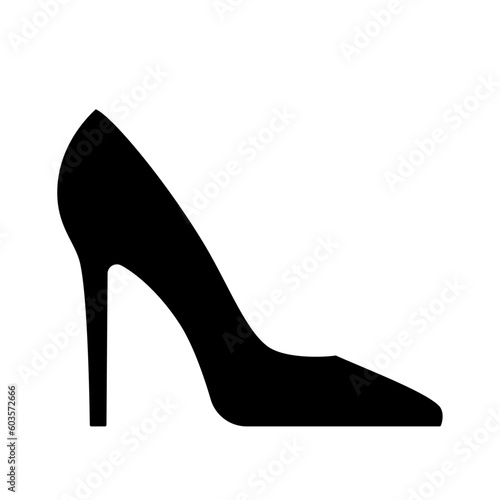 Women's shoes vector icon. Isolated black glyph on white background. Best for seamless patterns, print, apps, web, logo and brand design.