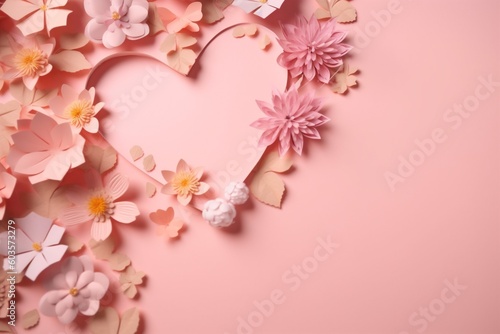 day art background flower love card valentine pink wedding heart rose. Generative AI. © SHOTPRIME STUDIO