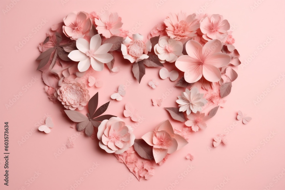 love heart rose valentine flower day pink banner card wedding background. Generative AI. love heart rose valentine flower day pink banner card wedding background. Generative AI.