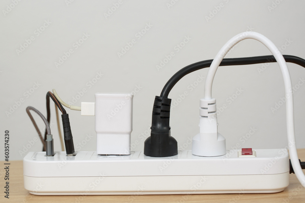 Electrical appliances plugs full of all plugs or plugs together