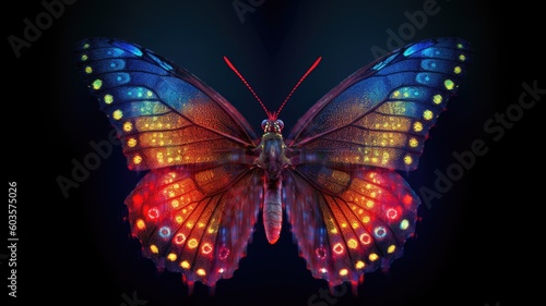 a butterfly with multiple pixels vivid color, Generative AI