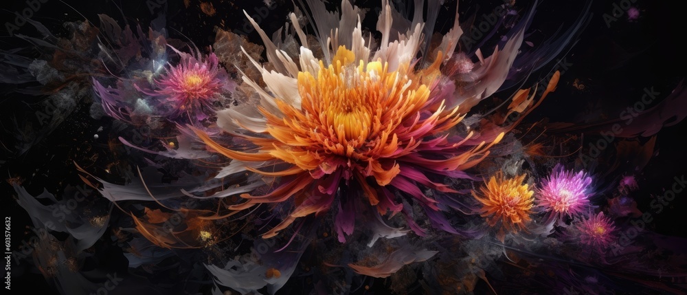Fototapeta premium surreal flower explosion Generative AI