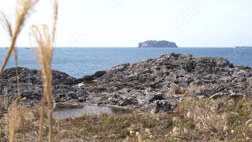 Saeseom island seascape in Jeju island, Korea photo