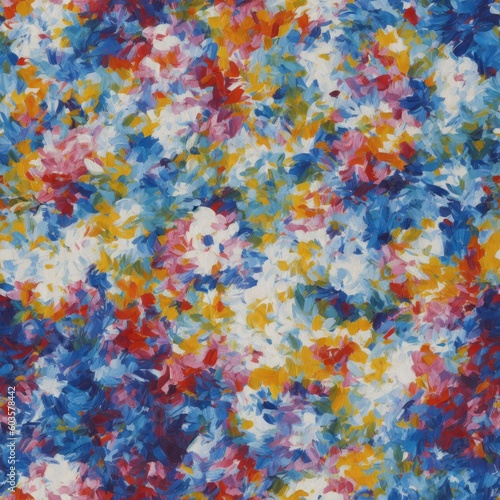 Flowers abstract illustration, seamless pattern. Created by a stable diffusion neural network.