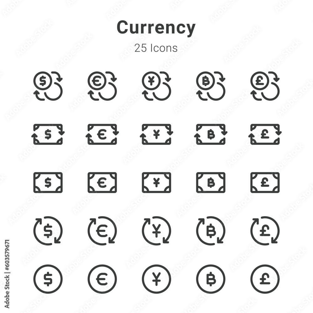 Currency icons set Currency icons set