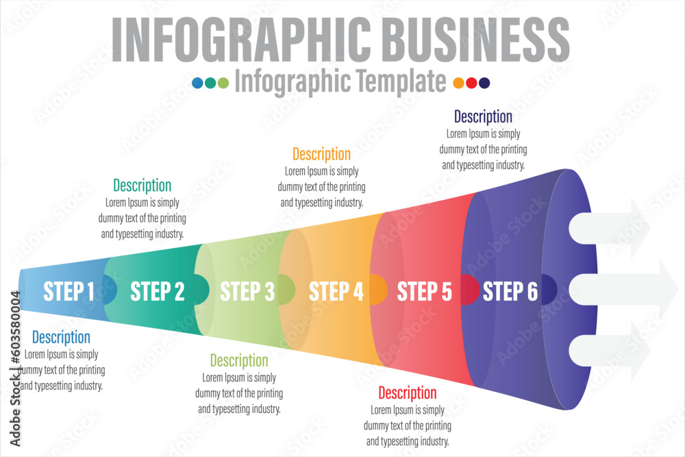Infographic funnel block chart concept for slide presentation with six
