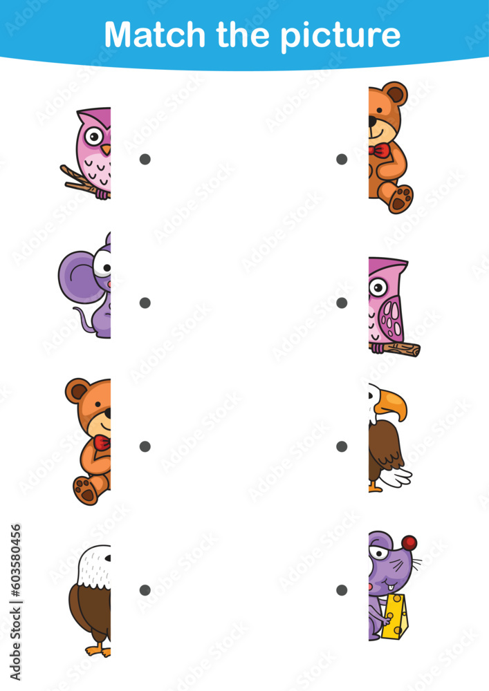 Fototapeta premium Matching children educational game.Match pictures