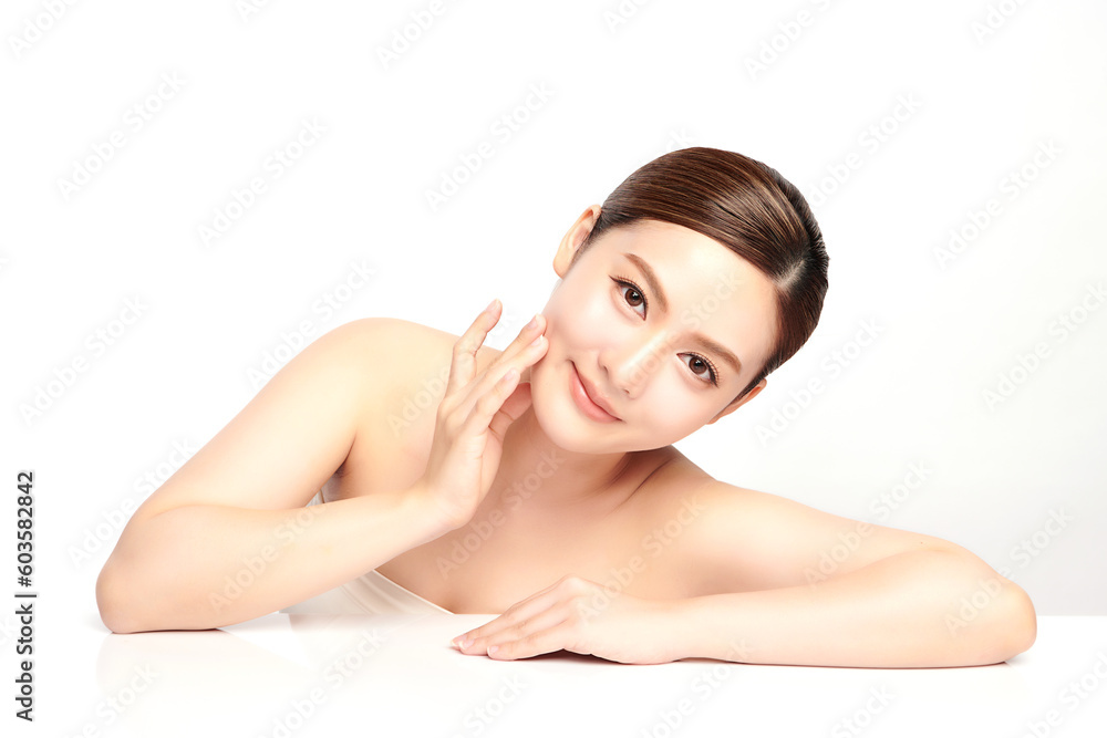 Beautiful young asian woman with clean fresh skin on white background, Face care, Facial treatment, Cosmetology, beauty and spa, Asian women portrait. Beautiful young asian woman with clean fresh skin on white background, Face care, Facial treatment, Cosmetology, beauty and spa, Asian women portrait.