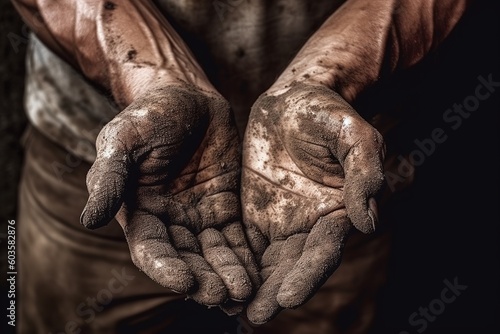 Dirty hands of the working person