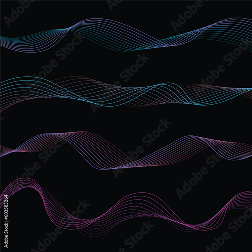 line curve wave abstract element color light shape motion frequency style dynamic form energy gradient glow vector illustration art 
