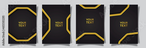 modern cover design collection vector graphic, black gold color