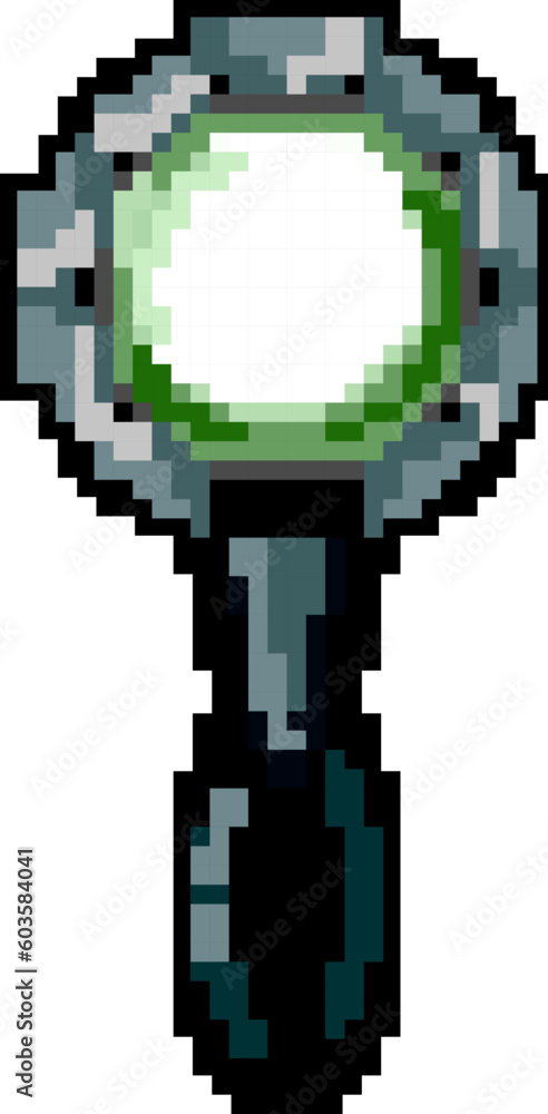 Obraz premium lens magnifying glass game pixel art retro vector. bit lens magnifying glass. old vintage illustration