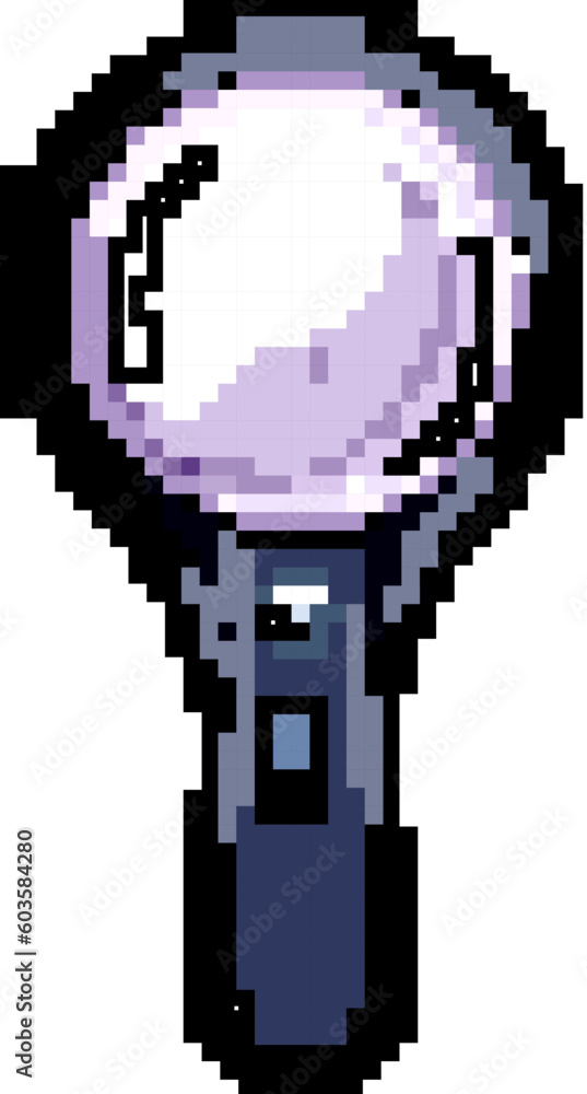 Obraz premium look magnifying glass game pixel art retro vector. bit look magnifying glass. old vintage illustration