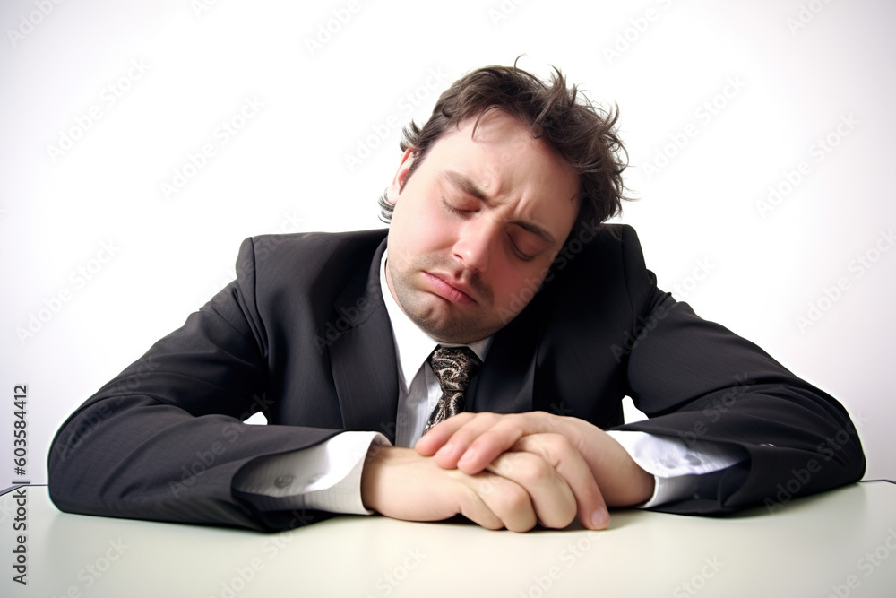 Office worker tired from overworking, Generative AI Office worker tired from overworking, Generative AI