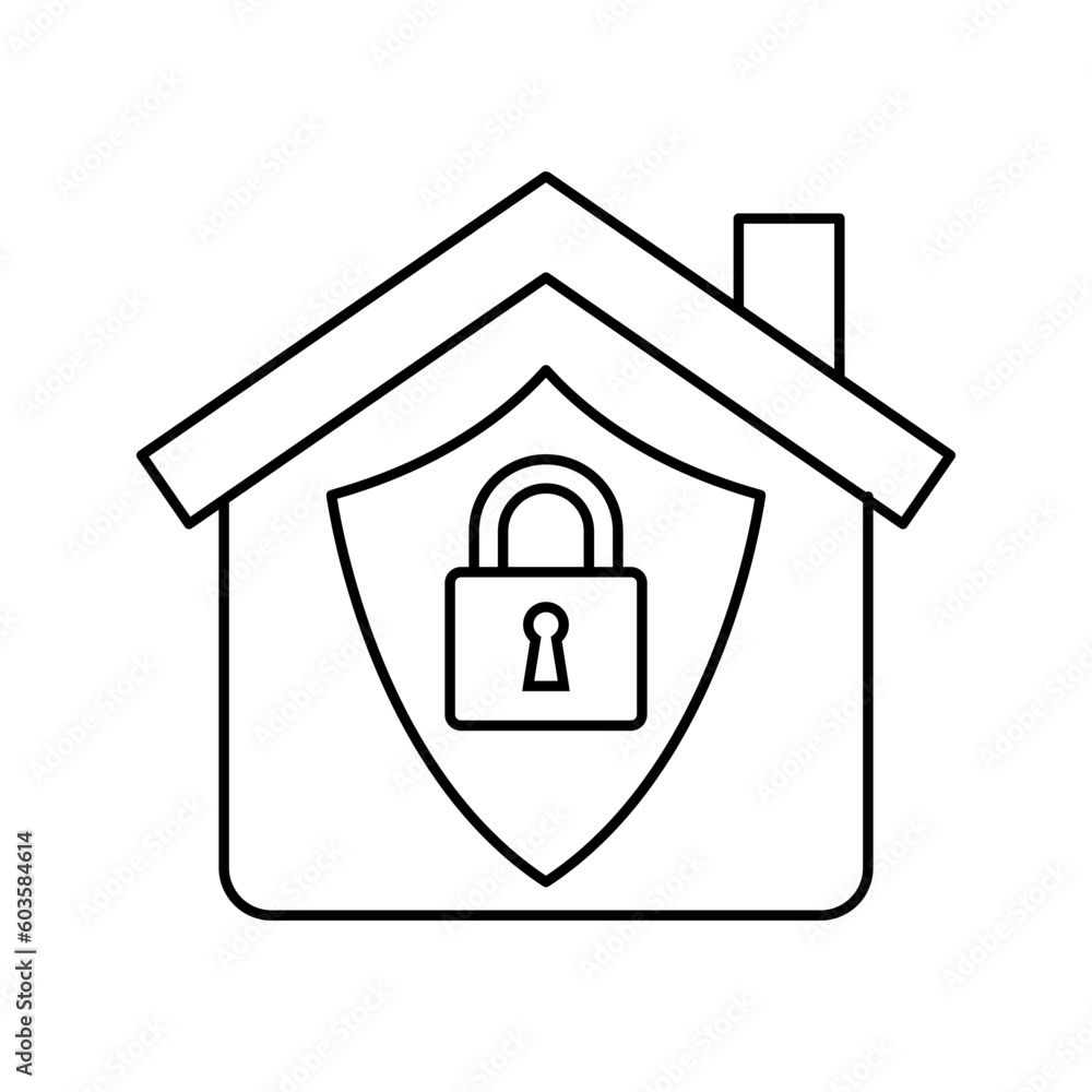 house with padlock and shield icon vector, home insurance illustration house with padlock and shield icon vector, home insurance illustration