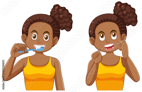 Young African American Girl with Dental Care