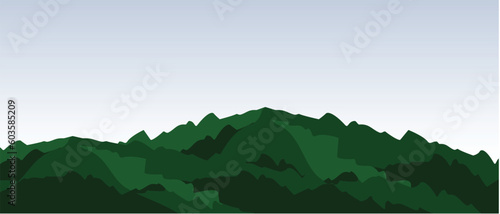 Vector background illustration. green mountain concept and bright sky.