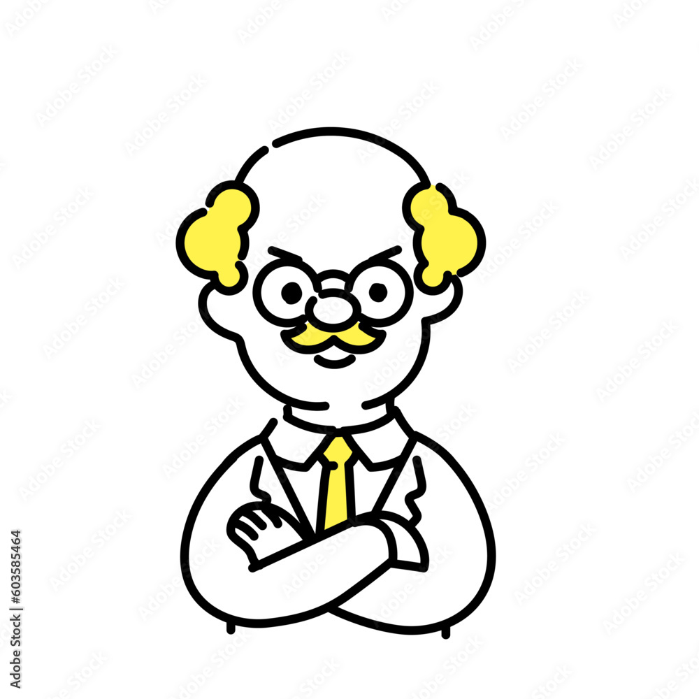 かわいい人物のイラストシリーズ _ 博士_シニア _ 腕組み かわいい人物のイラストシリーズ _ 博士_シニア _ 腕組み