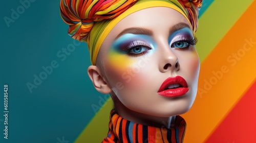 Retro style fashion make-up. Generative AI © piai