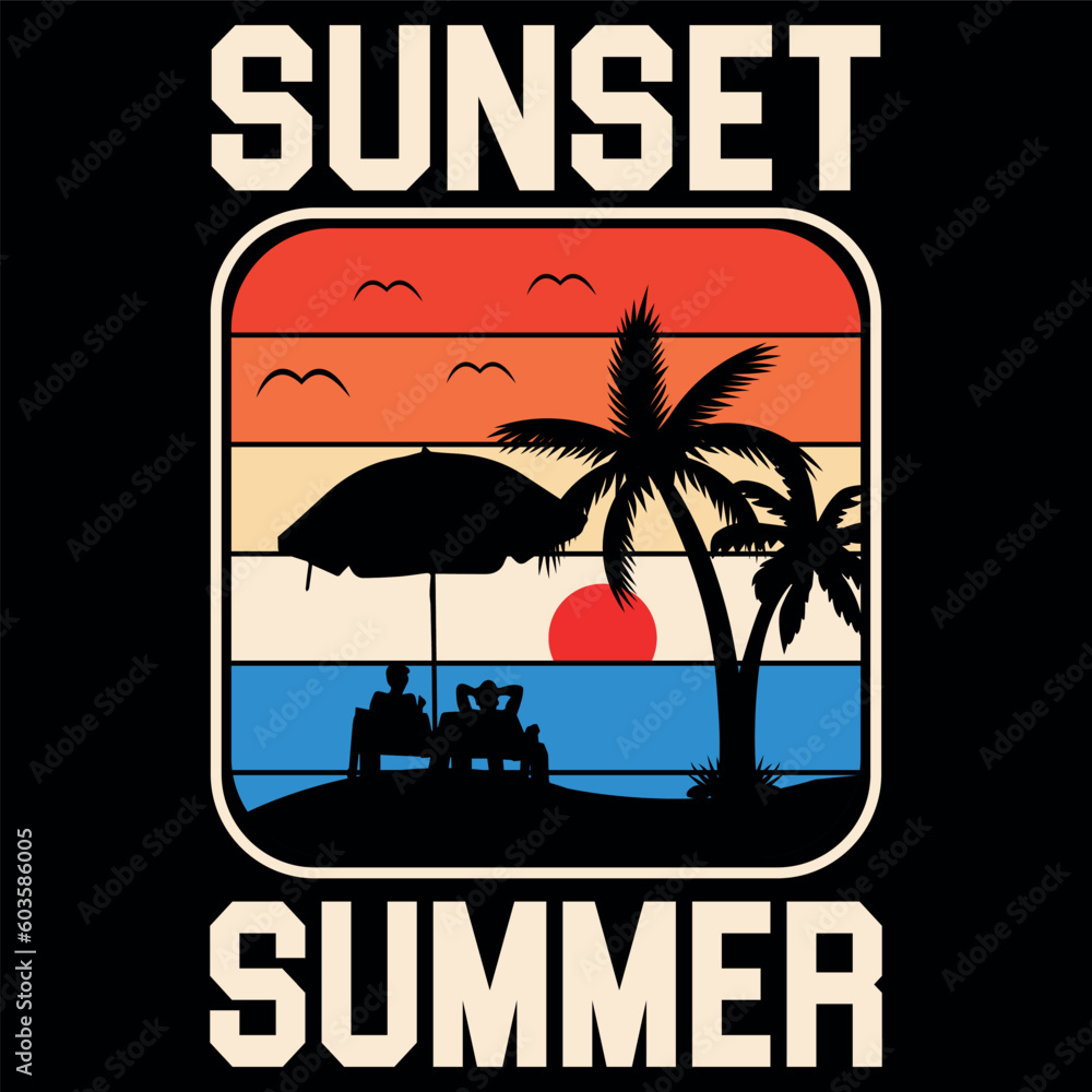 Fototapeta premium Summer T-Shirt Design or summer Design illustration 