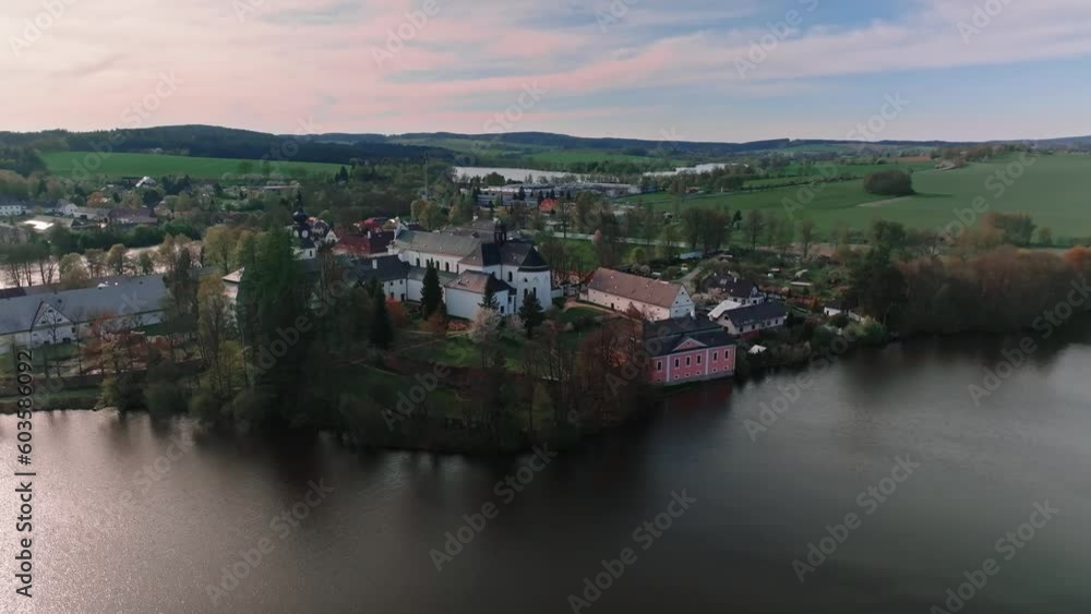 Orbit Shot Of Basilica Of Assumption Of Virgin Mary And Saint Nicholas, Zdar, Czech Orbit Shot Of Basilica Of Assumption Of Virgin Mary And Saint Nicholas, Zdar, Czech