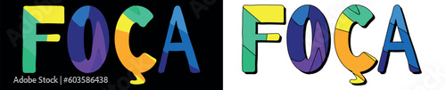 FOCA. Set 2 in 1. Bright funny cartoon color doodle isolated text. Place in Turkey FOCA for print typography, travel social network, Turkish adv banner, t-shirt design.
