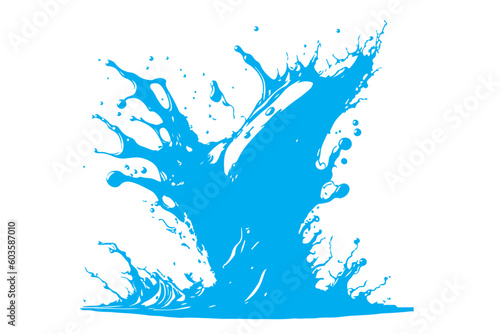 Illustration JPG. Vector EPS. Blue water splash. blue splash on white background