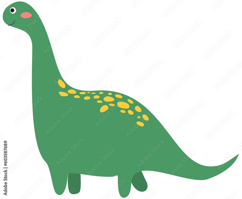 Naklejka premium Cute Green Apatosaurus