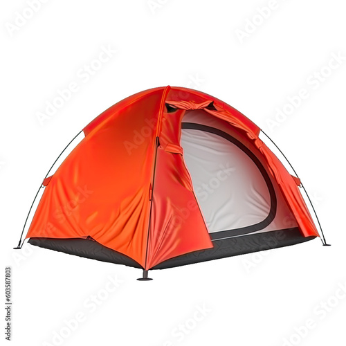 Papier peint Orange open tourist tent isolated on transparent background