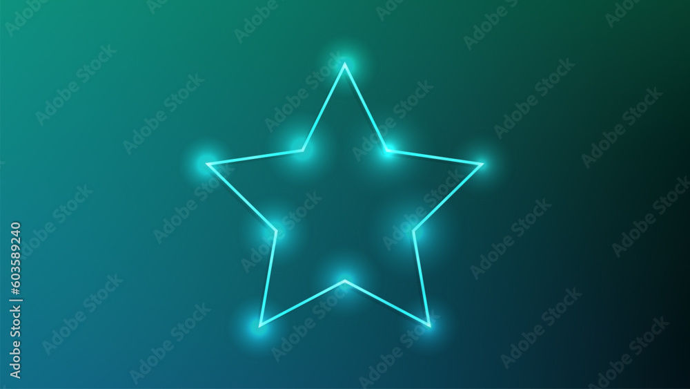 Neon frame in star form with shining effects Neon frame in star form with shining effects