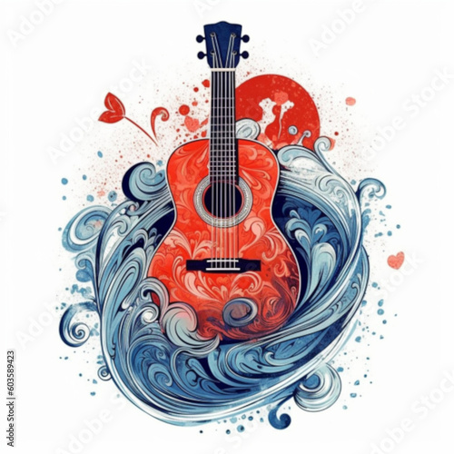 Ethereal Guitar Rising from the Waters  Artistic Interpretation