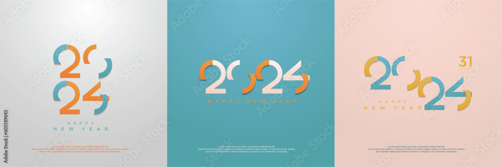 2024 new year square template with letter logo concept for calendar, poster, flyer, banner and media post template.