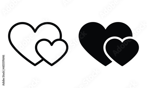Hearts icon with outline and glyph style.