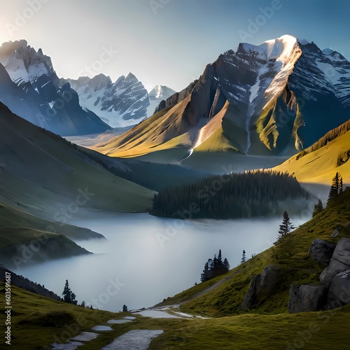 beautiful mountain view Created using generative AI tools