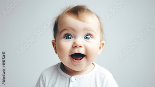 Portrait of happy cute baby, generative ai.