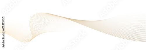 Abstract vector wavy lines flowing smooth curve gold gradient color on transparent background in concept of luxury, technology, science, music, modern.