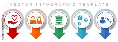 Medical icon set, miscellaneous pointer icons such as doctor, nurse, hospital, help and flu for webdesign and mobile applications, modern design infographic vector template
