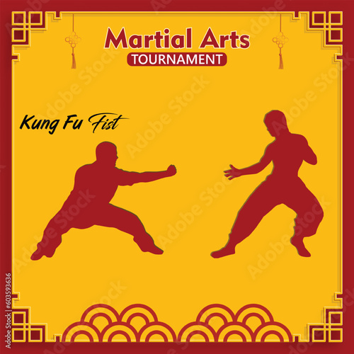 Kung Fu tournament fight, Chinese style poster 