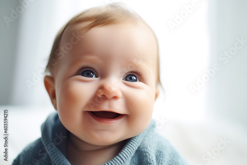 Portrait of happy cute baby  generative ai.