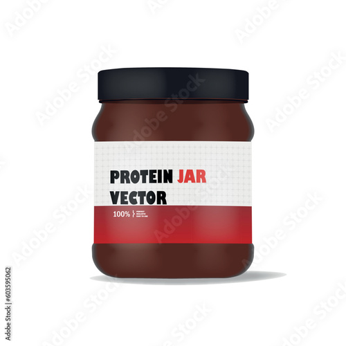 Realistic protein jar product packaging