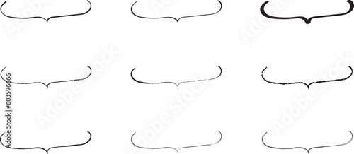 かわいい手書きの下線ふきだしセット　黒　白黒 Hand Drawn Speech Bubble Images black