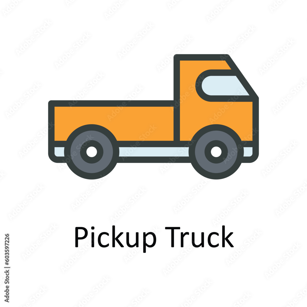 Pickup Truck vector  Fill  outline Icon Design illustration. Agriculture  Symbol on White background EPS 10 File