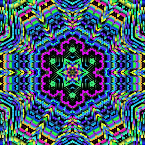 Illustration abstract kaleidoscope, lime green, forest green, emerald green, rgb. Good for symmetrical, floral, or paisley patterns with shades of green. Fit for painting, backdrop, wall art, canvas.