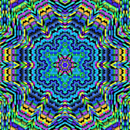Illustration abstract kaleidoscope, lime green, forest green, emerald green, rgb. Good for symmetrical, floral, or paisley patterns with shades of green. Fit for painting, backdrop, wall art, canvas.