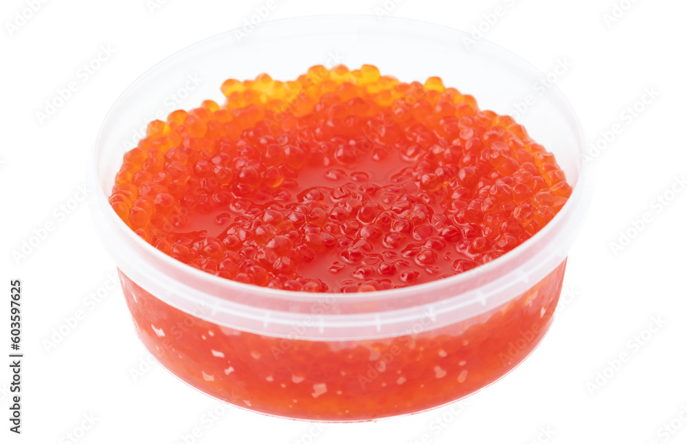 Red salmon caviar isolated on white background Red salmon caviar isolated on white background