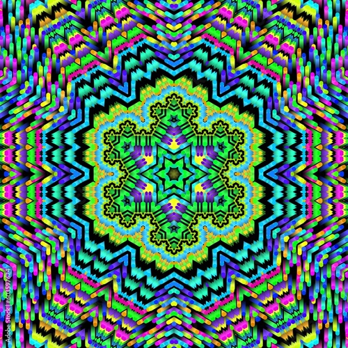 Illustration abstract kaleidoscope, lime green, forest green, emerald green, rgb. Good for symmetrical, floral, or paisley patterns with shades of green. Fit for painting, backdrop, wall art, canvas.