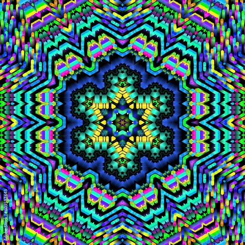 Illustration abstract kaleidoscope, lime green, forest green, emerald green, rgb. Good for symmetrical, floral, or paisley patterns with shades of green. Fit for painting, backdrop, wall art, canvas.