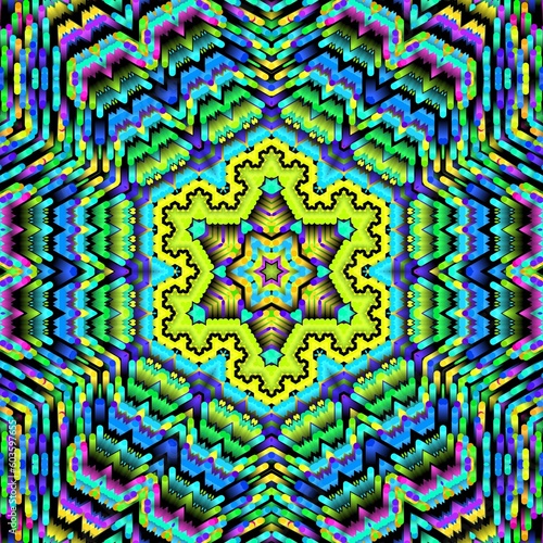 Illustration abstract kaleidoscope, lime green, forest green, emerald green, rgb. Good for symmetrical, floral, or paisley patterns with shades of green. Fit for painting, backdrop, wall art, canvas.